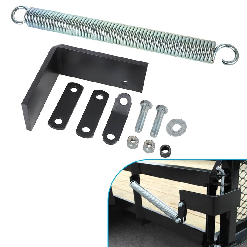 MOTOQUEEN Left Side Trailer Tail Gate Spring Lift Assist Kit - Heavy-Duty Universal Fit for Most Utility Trailers - Lift Support with Bracket and Hardware (Left-Hand Mount) - Image 1